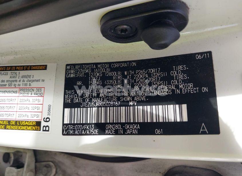 Photo 9 of 2011 Toyota 4runner SR5 V6 (VIN JTEZU5JRXB5028167)