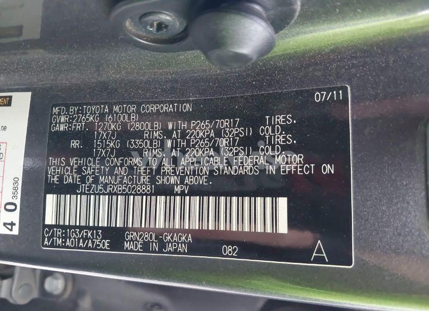 Photo 9 of 2011 Toyota 4runner SR5 V6 (VIN JTEZU5JRXB5028881)