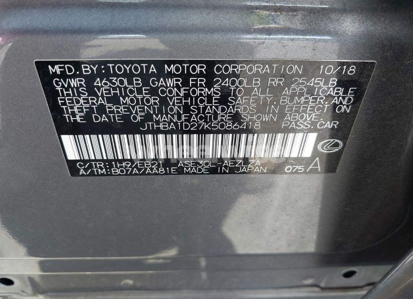 Photo 9 of 2019 Lexus Is 300 (VIN JTHBA1D27K5086418)