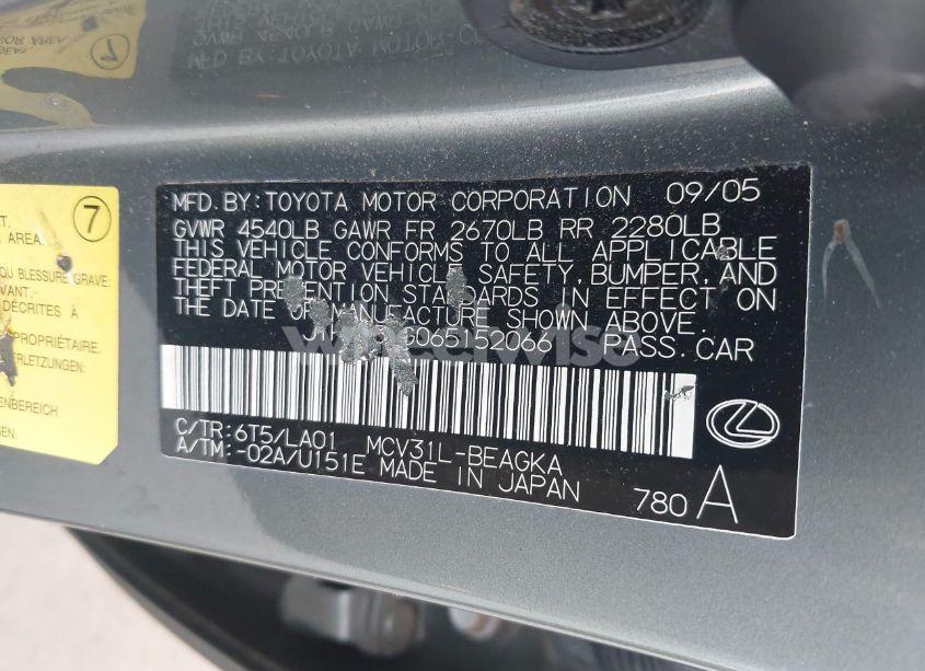 Photo 9 of 2006 Lexus Es 330 (VIN JTHBA30G065152066)