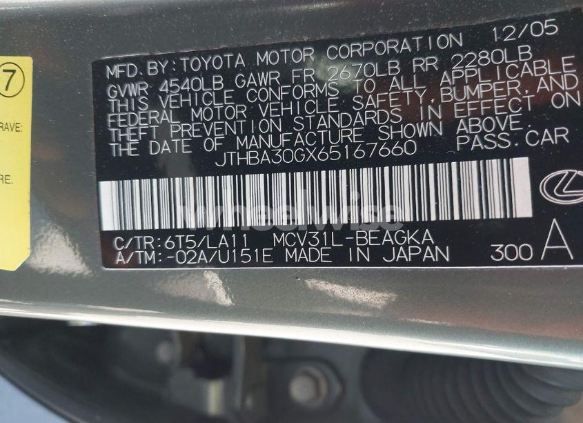 Photo 9 of 2006 Lexus Es 330 (VIN JTHBA30GX65167660)