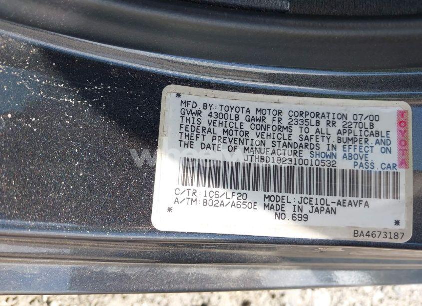 Photo 9 of 2001 Lexus Is 300 (VIN JTHBD182310010532)