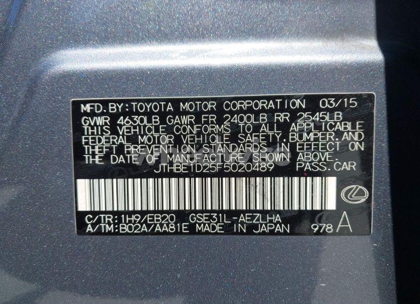 Photo 9 of 2015 Lexus Is 350 (VIN JTHBE1D25F5020489)