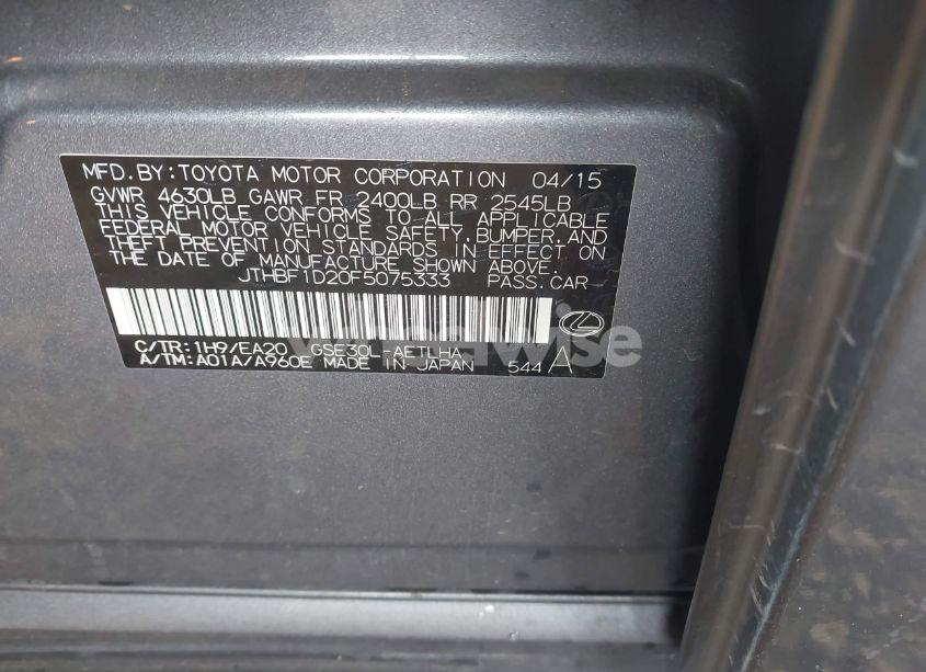 Photo 9 of 2015 Lexus Is 250 (VIN JTHBF1D20F5075333)