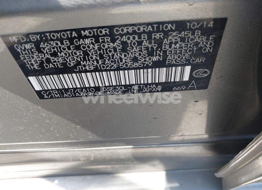 Photo 9 of 2015 Lexus Is 250 (VIN JTHBF1D22F5058579)