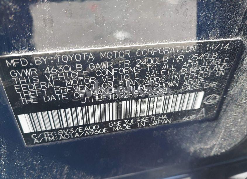 Photo 9 of 2015 Lexus Is 250 CRAFTED LINE (VIN JTHBF1D22F5060588)