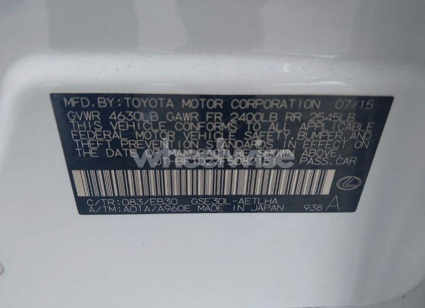 Photo 9 of 2015 Lexus Is 250 (VIN JTHBF1D27F5082151)