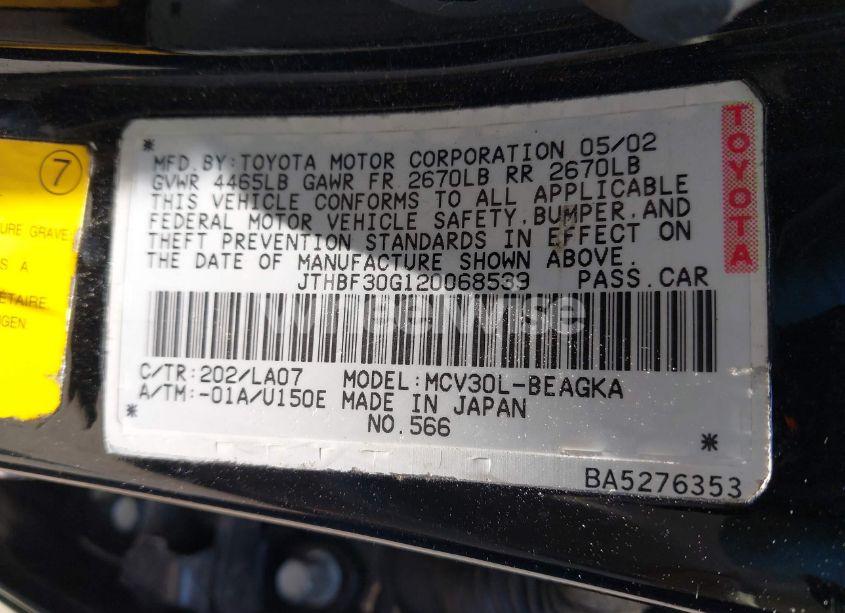 Photo 9 of 2002 Lexus Es 300 (VIN JTHBF30G120068539)