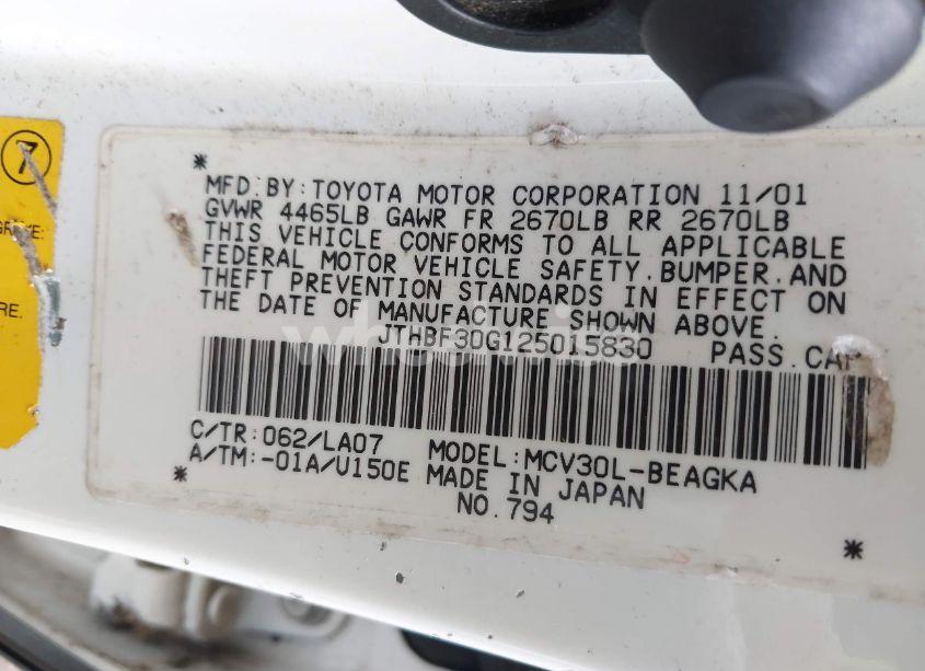 Photo 9 of 2002 Lexus Es 300 (VIN JTHBF30G125015830)