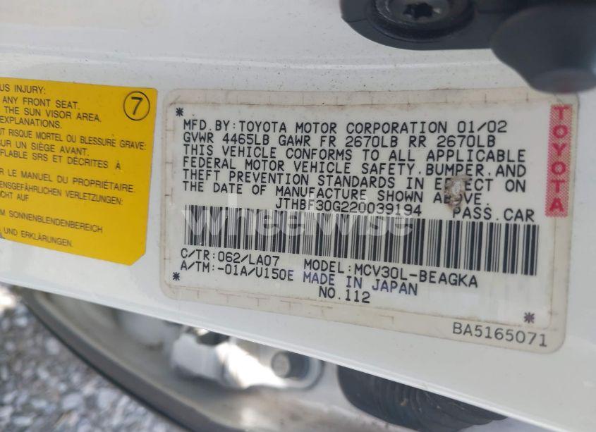 Photo 9 of 2002 Lexus Es 300 (VIN JTHBF30G220039194)