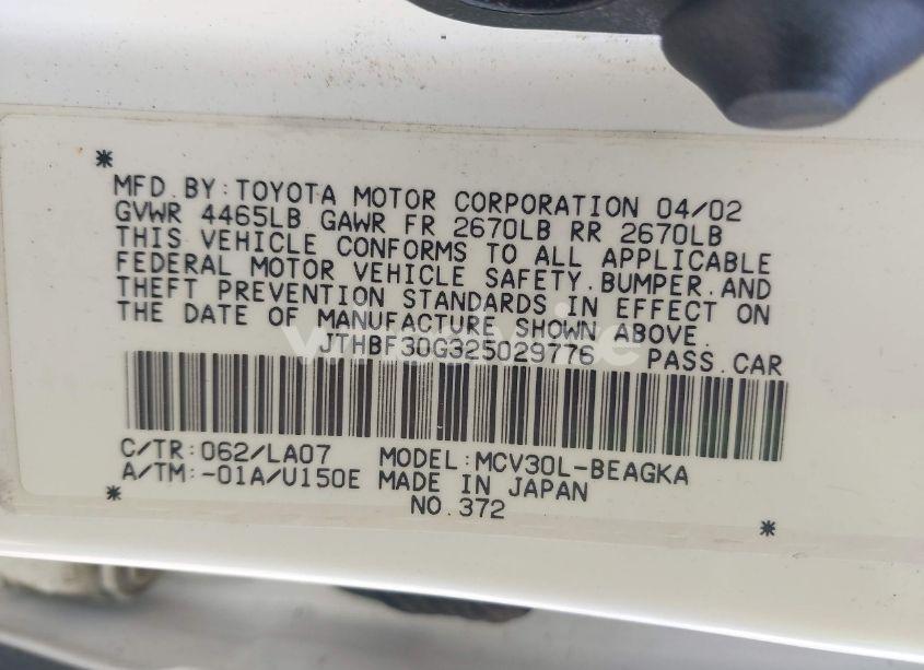 Photo 9 of 2002 Lexus Es 300 (VIN JTHBF30G325029776)