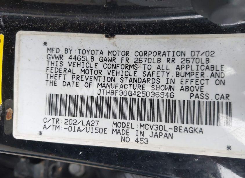 Photo 9 of 2002 Lexus Es 300 (VIN JTHBF30G425036946)