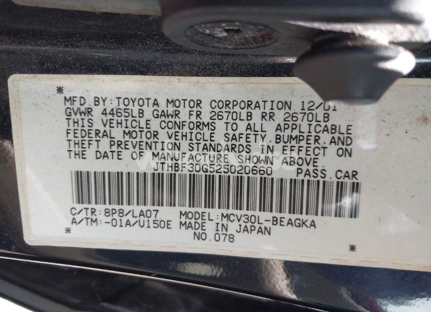 Photo 9 of 2002 Lexus Es 300 (VIN JTHBF30G525020660)