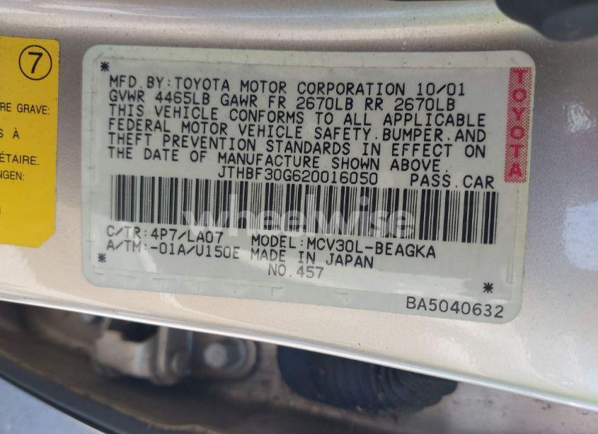 Photo 9 of 2002 Lexus Es 300 (VIN JTHBF30G620016050)