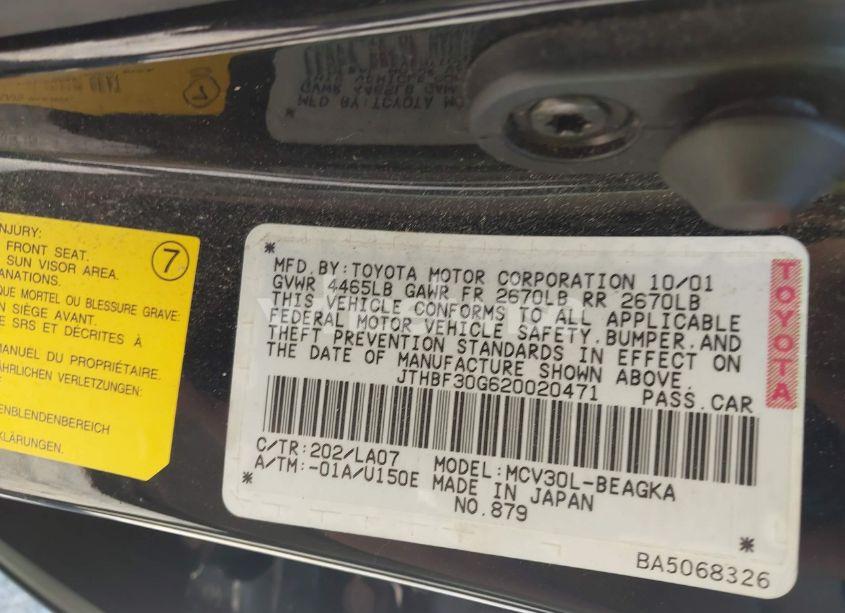 Photo 9 of 2002 Lexus Es 300 (VIN JTHBF30G620020471)