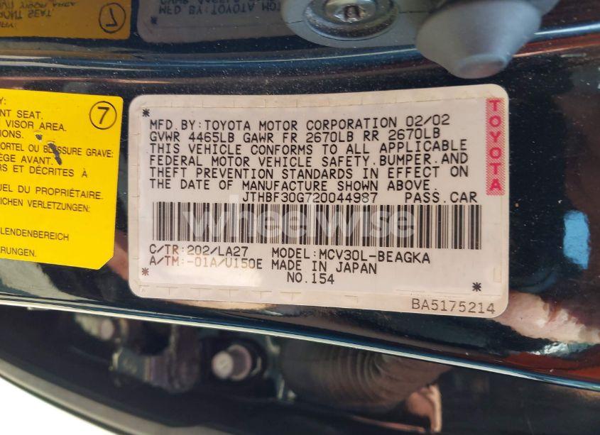 Photo 9 of 2002 Lexus Es 300 (VIN JTHBF30G720044987)