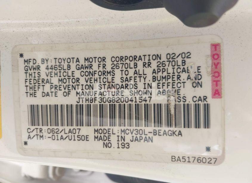 Photo 9 of 2002 Lexus Es 300 (VIN JTHBF30G820041547)