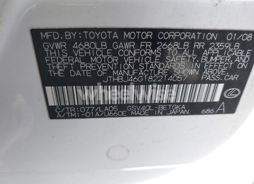 Photo 9 of 2008 Lexus Es 350 (VIN JTHBJ46G182214057)