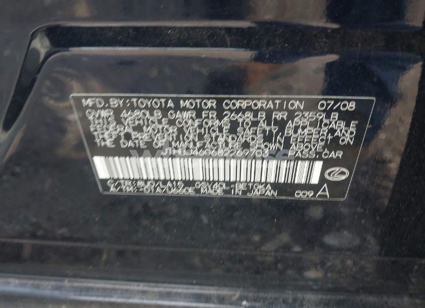 Photo 9 of 2008 Lexus Es 350 (VIN JTHBJ46G682269703)