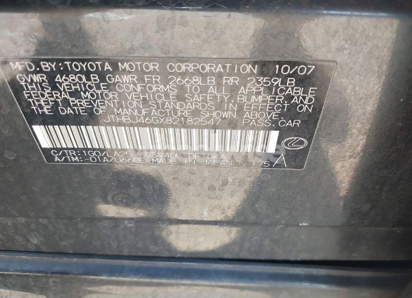 Photo 9 of 2008 Lexus Es 350 (VIN JTHBJ46GX82182547)