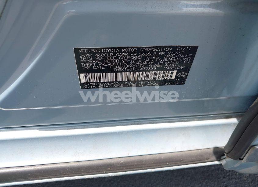 Photo 9 of 2011 Lexus Es 350 (VIN JTHBK1EG1B2437879)