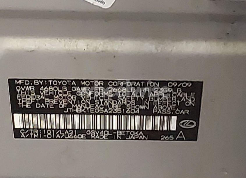 Photo 9 of 2010 Lexus Es 350 (VIN JTHBK1EG5A2351604)