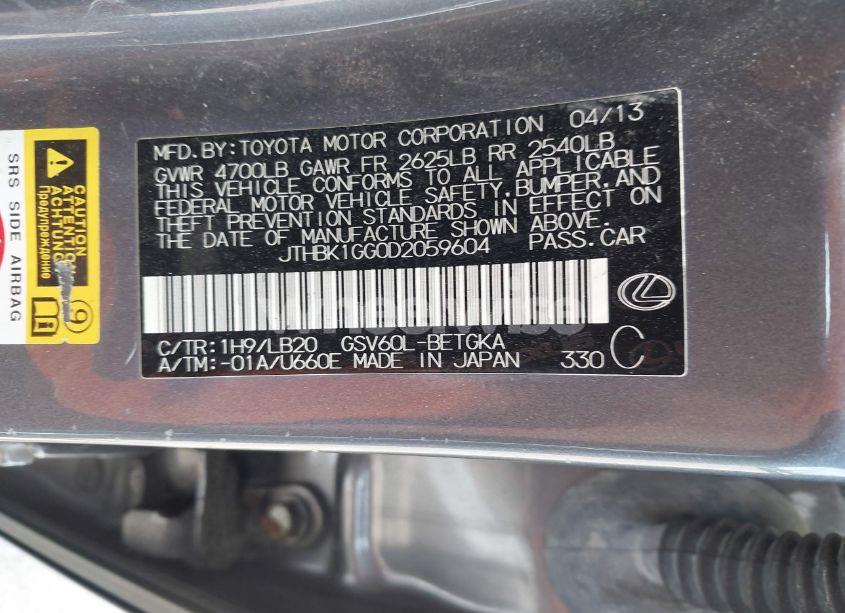 Photo 9 of 2013 Lexus Es 350 (VIN JTHBK1GG0D2059604)