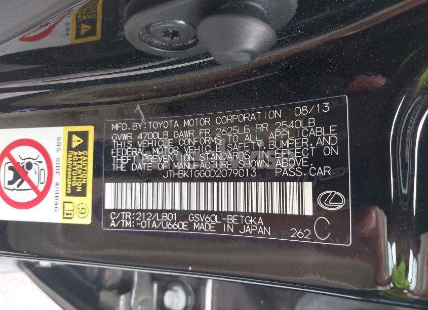 Photo 9 of 2013 Lexus Es 350 (VIN JTHBK1GG0D2079013)