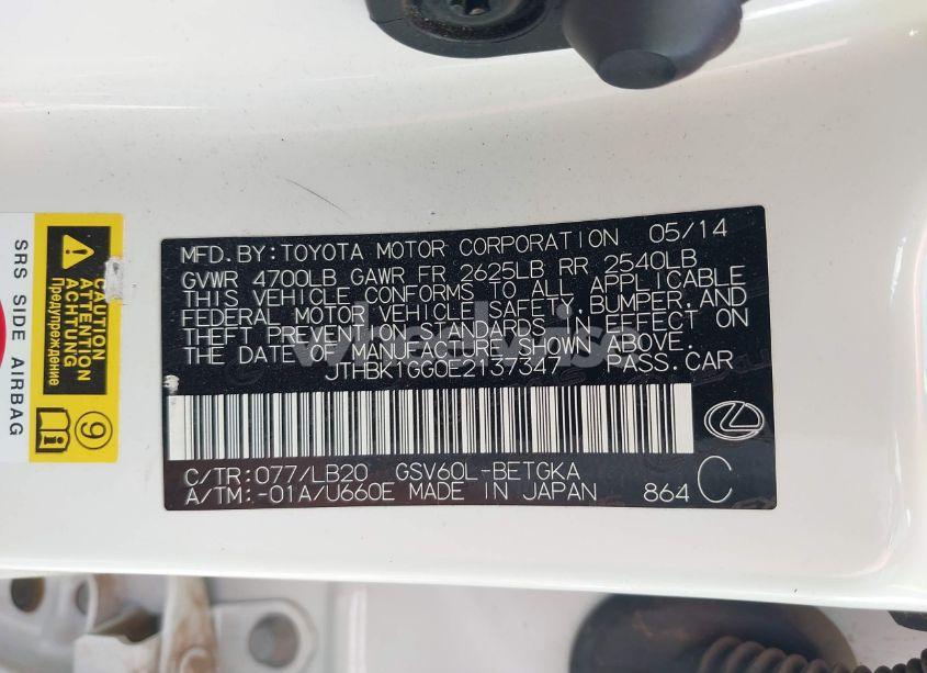 Photo 9 of 2014 Lexus Es 350 (VIN JTHBK1GG0E2137347)