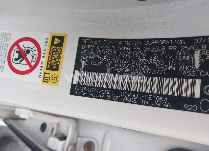 Photo 9 of 2013 Lexus Es 350 (VIN JTHBK1GG3D2073271)