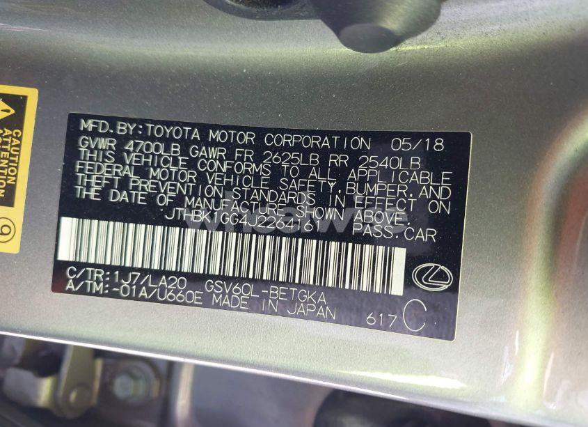 Photo 9 of 2018 Lexus Es 350 (VIN JTHBK1GG4J2264161)