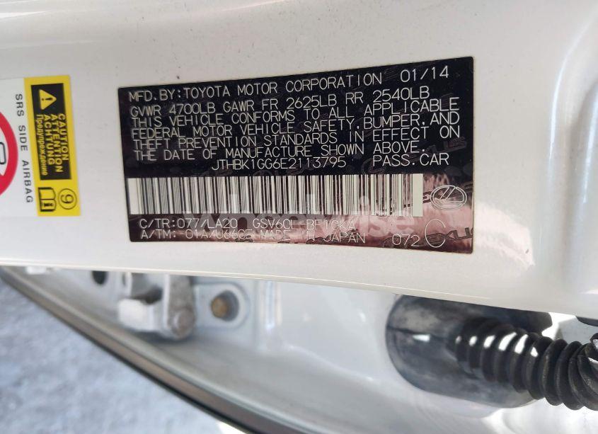 Photo 9 of 2014 Lexus Es 350 (VIN JTHBK1GG6E2113795)