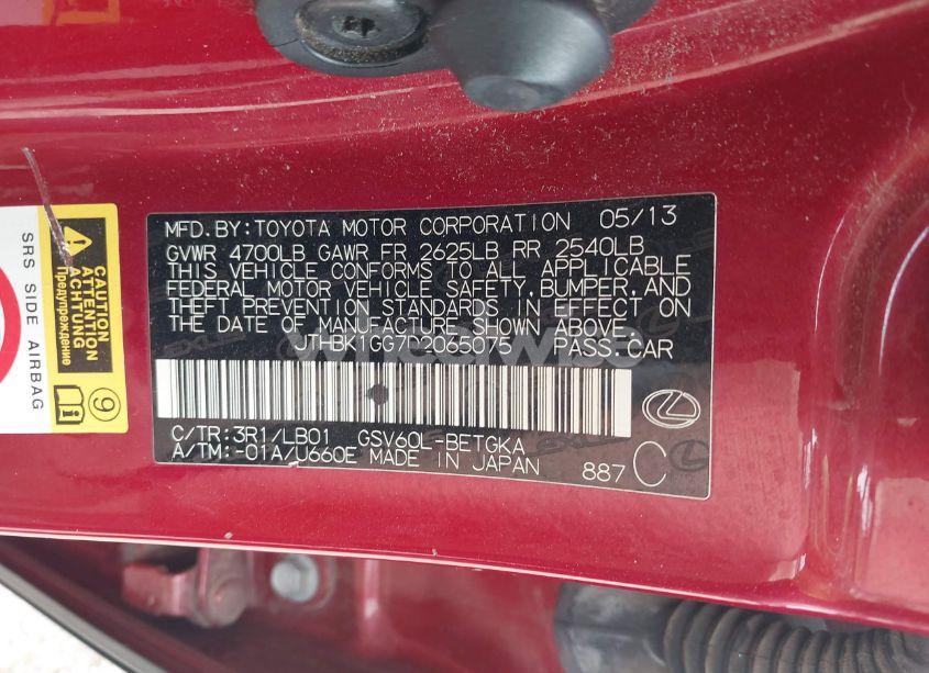 Photo 9 of 2013 Lexus Es 350 (VIN JTHBK1GG7D2065075)