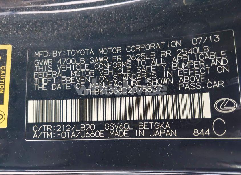 Photo 9 of 2013 Lexus Es 350 (VIN JTHBK1GG8D2078837)