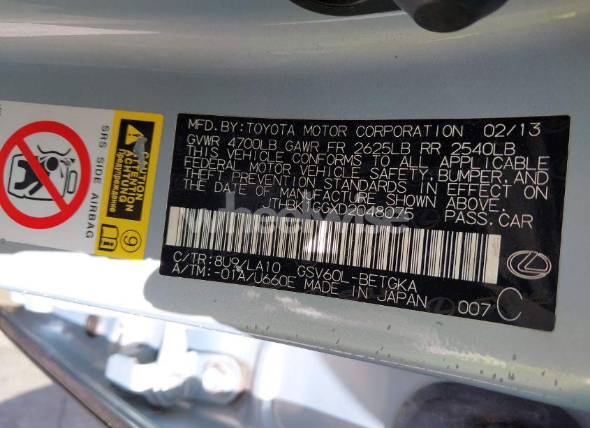 Photo 9 of 2013 Lexus Es 350 (VIN JTHBK1GGXD2048075)