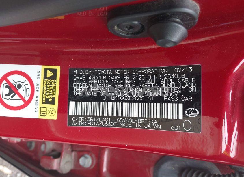 Photo 9 of 2014 Lexus Es 350 (VIN JTHBK1GGXE2085161)