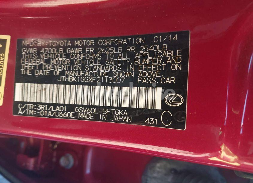 Photo 9 of 2014 Lexus Es 350 (VIN JTHBK1GGXE2113007)