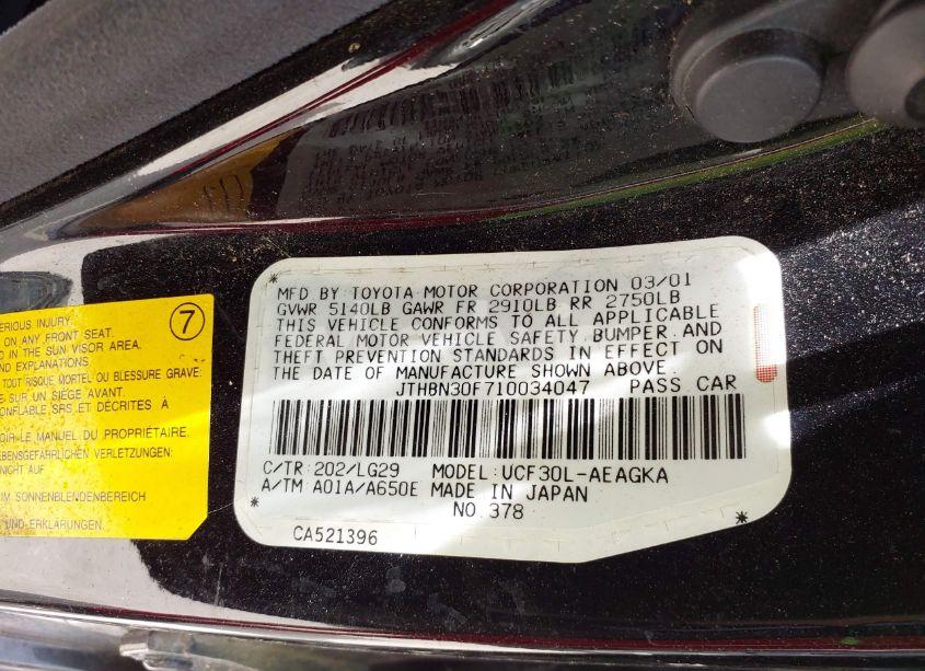 Photo 9 of 2001 Lexus Ls 430 (VIN JTHBN30F710034047)