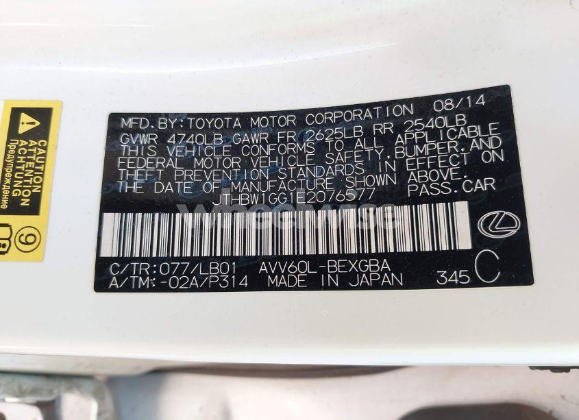 Photo 9 of 2014 Lexus Es 300H (VIN JTHBW1GG1E2076577)