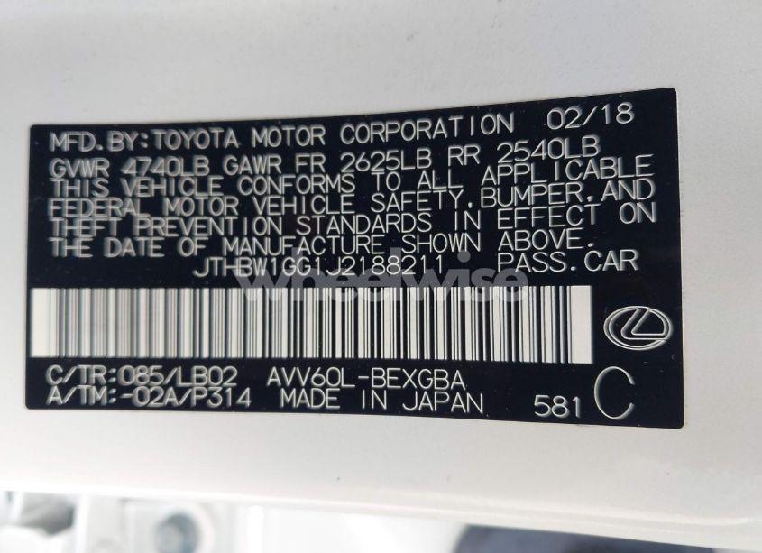 Photo 9 of 2018 Lexus Es 300H (VIN JTHBW1GG1J2188211)