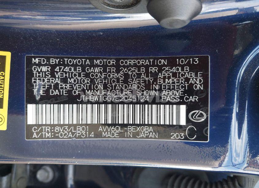 Photo 9 of 2014 Lexus Es 300H (VIN JTHBW1GG7E2045124)