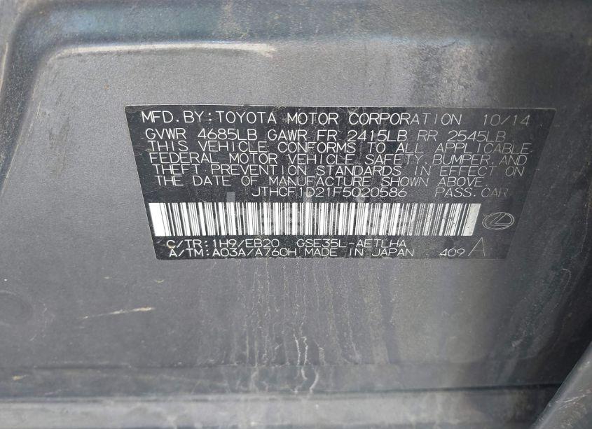 Photo 9 of 2015 Lexus Is 250 (VIN JTHCF1D21F5020586)