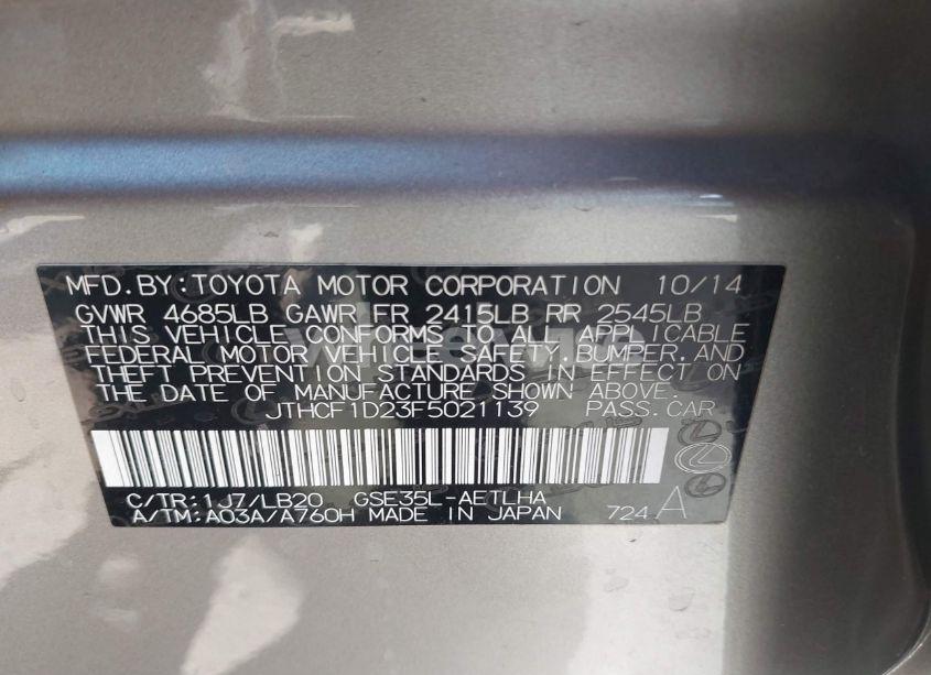 Photo 9 of 2015 Lexus Is 250 (VIN JTHCF1D23F5021139)