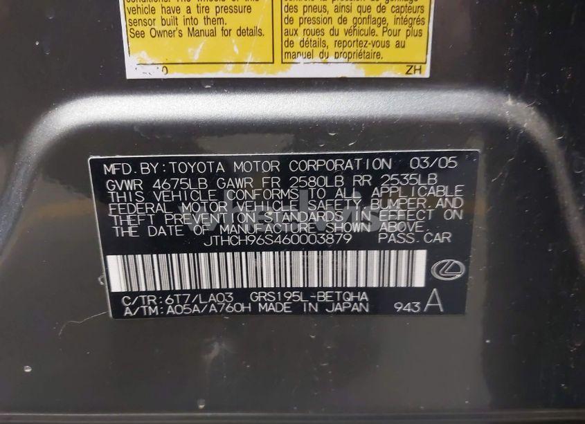 Photo 9 of 2006 Lexus Gs 300 (VIN JTHCH96S460003879)