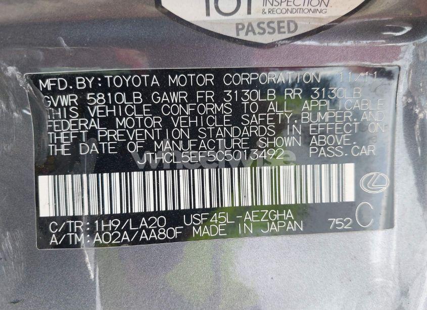 Photo 9 of 2012 Lexus Ls 460 (VIN JTHCL5EF5C5013492)