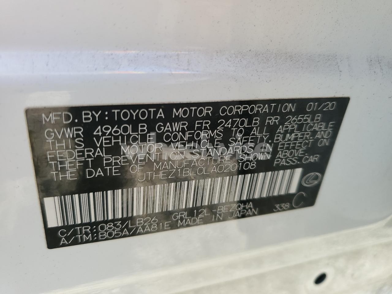 Photo 13 of 2020 LEXUS GS 350 F SPORT (VIN JTHEZ1BL0LA020108)