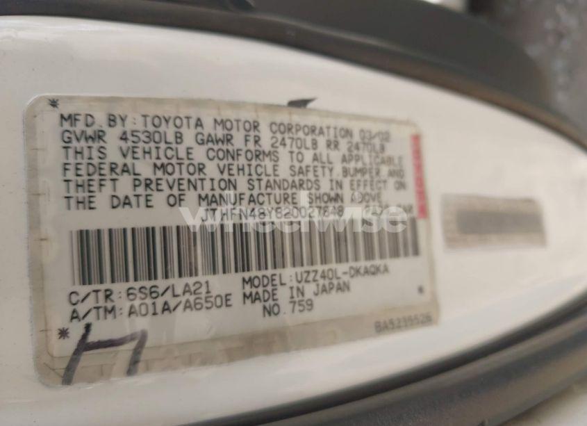 Photo 9 of 2002 Lexus Sc 430 (VIN JTHFN48Y820027848)