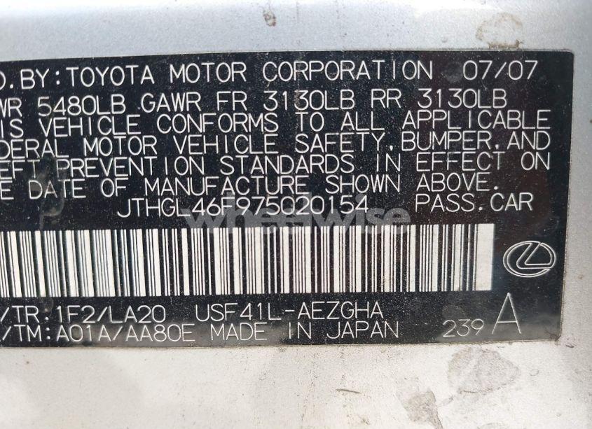Photo 9 of 2007 Lexus Ls 460 L (VIN JTHGL46F975020154)