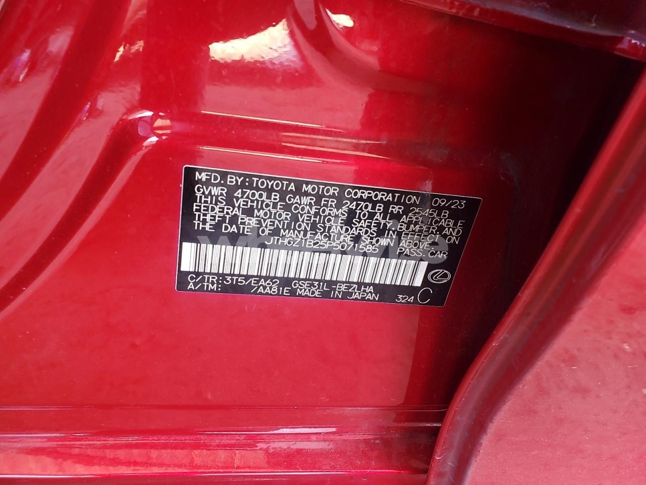 Photo 12 of 2023 LEXUS IS 350 F SPORT DESIGN (VIN JTHGZ1B25P5071585)