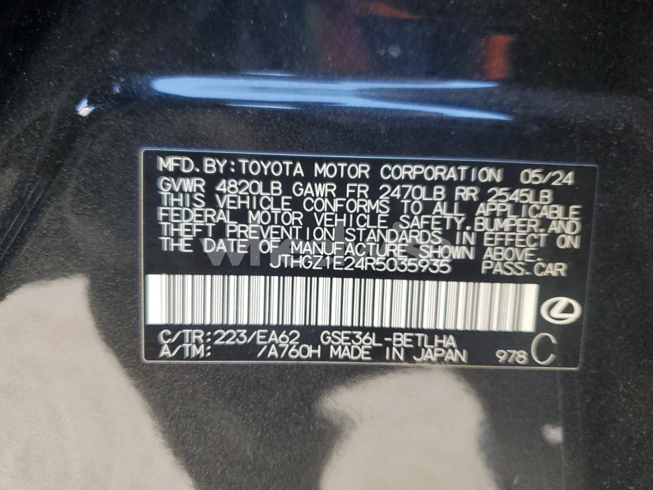 Photo 12 of 2024 LEXUS IS 350 F SPORT (VIN JTHGZ1E24R5035935)